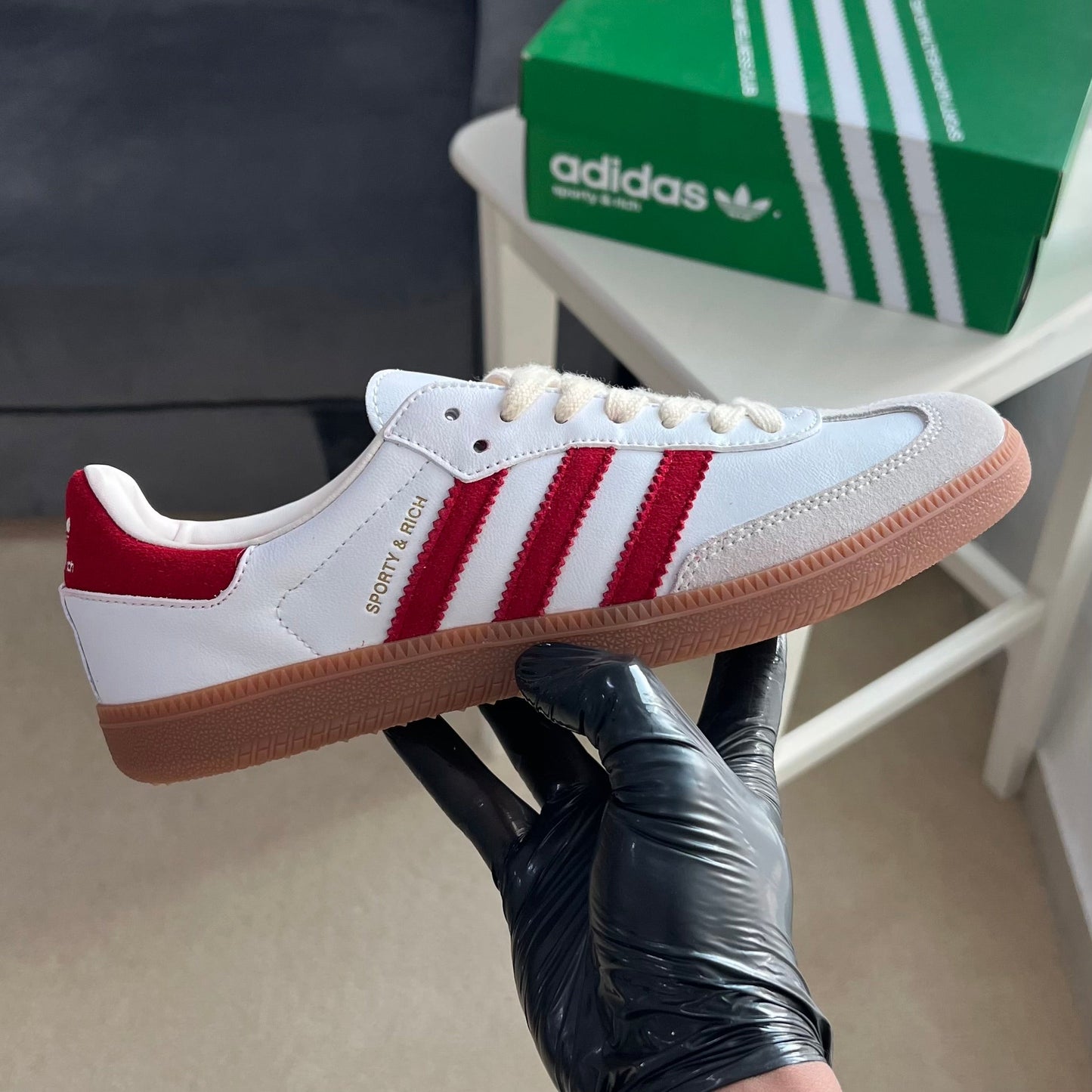 Adidas Samba x Sporty & Rich “White Collegiate Burgundy”