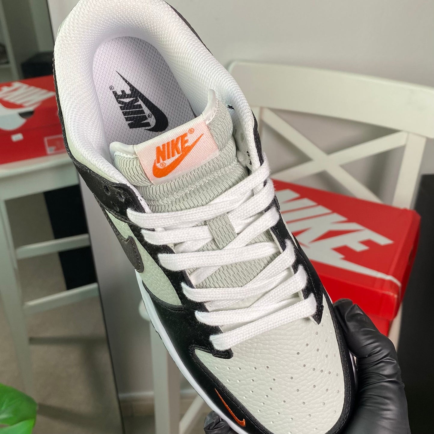 Nike Dunk Low “Black Bright Mandarin Mini Swoosh”