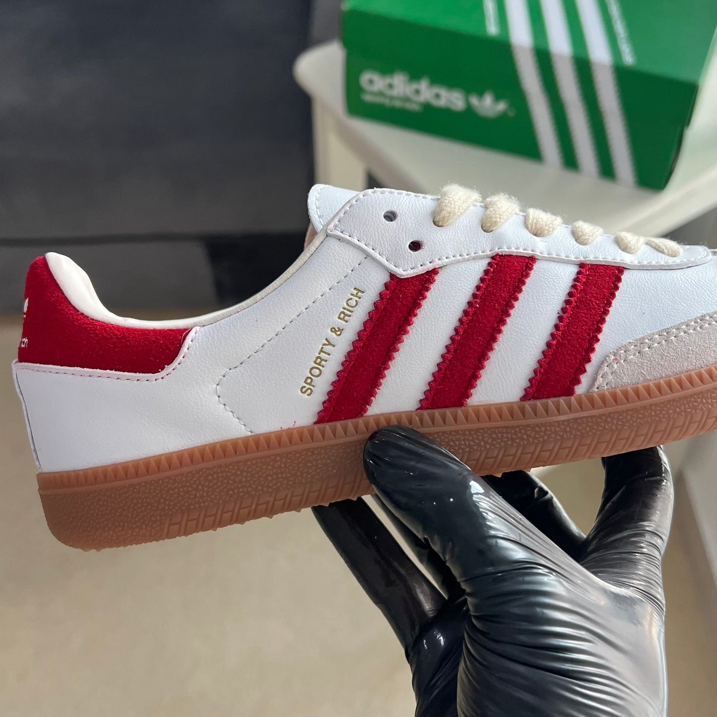 Adidas Samba x Sporty & Rich “White Collegiate Burgundy”